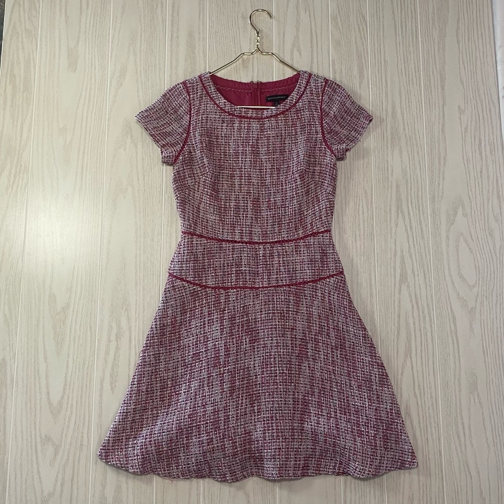Banana Republic Red and White Tweed Mini Dress